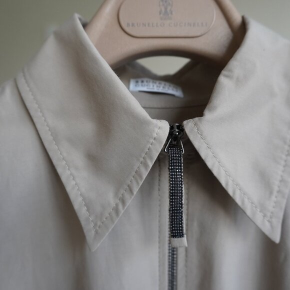 Brunello Cucinelli Techno Cotton Dress Monili Zip Pull Maxi Shirtdress Size XXS - Picture 8 of 9